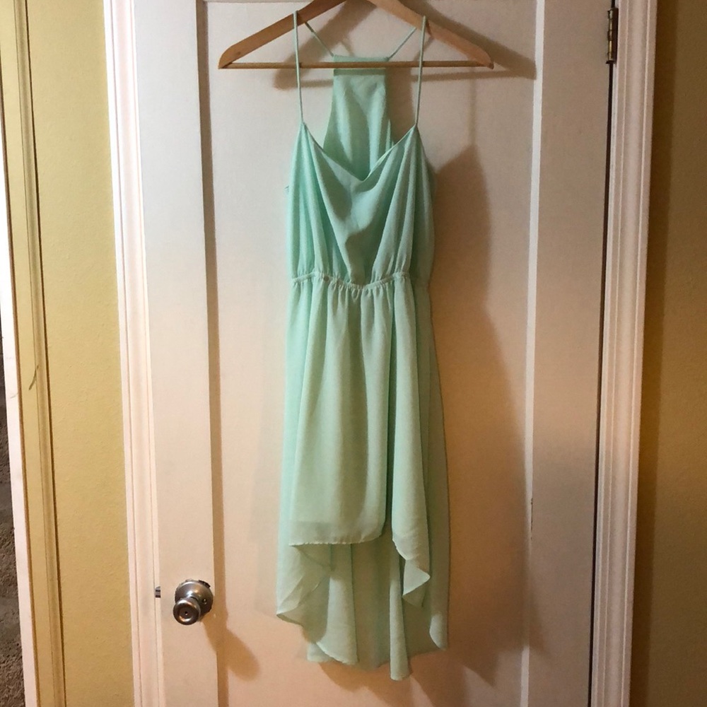 High low mint green dress